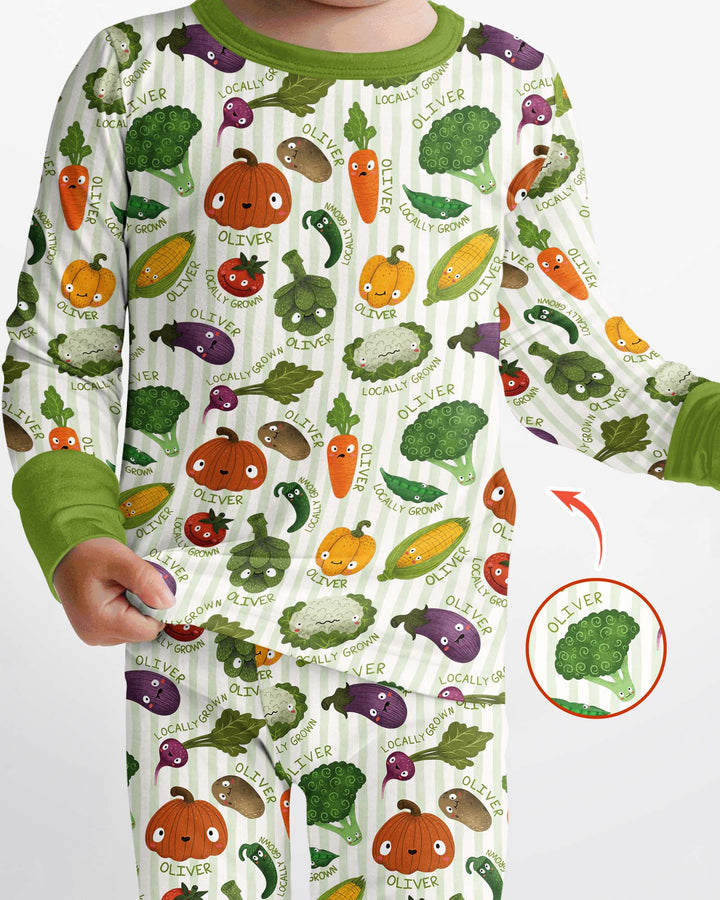 Zweiteiliges Langarm-Pyjama-Set mit Sommerfrüchten