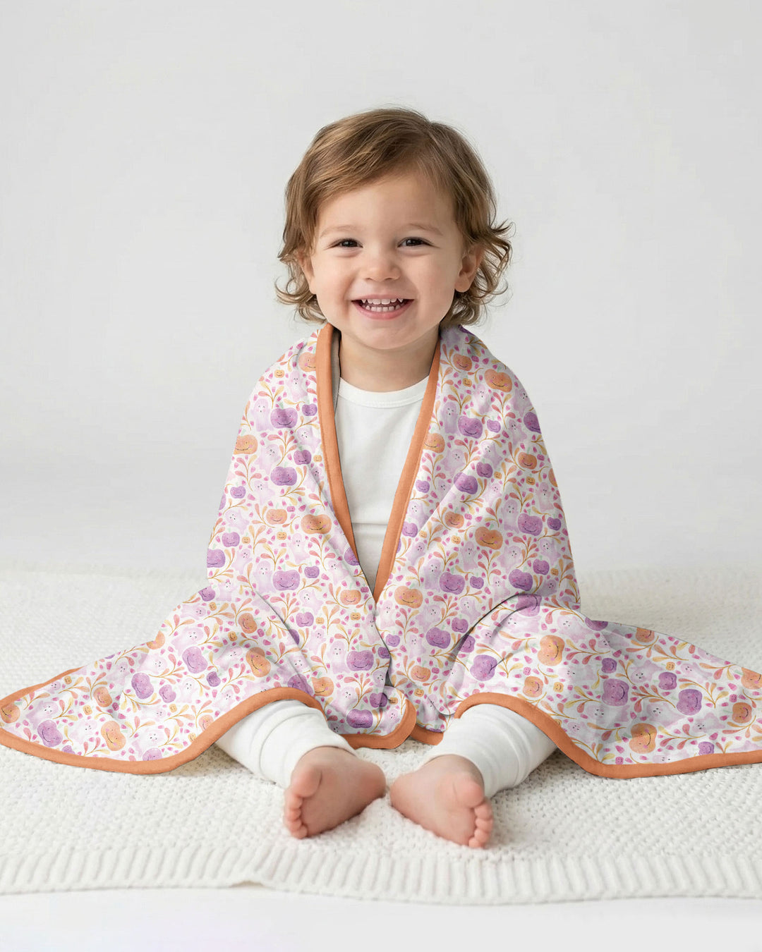 Pastel Pumpkins and Ghosts Bamboo Blanket