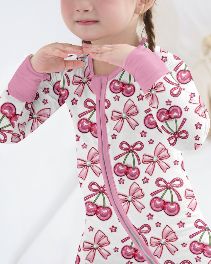 Pink Glitter Cherry Bows Bamboo Convertible Zippy