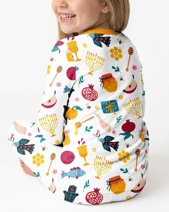 Zweiteiliges Langarm-Pyjama-Set mit Sommerfrüchten