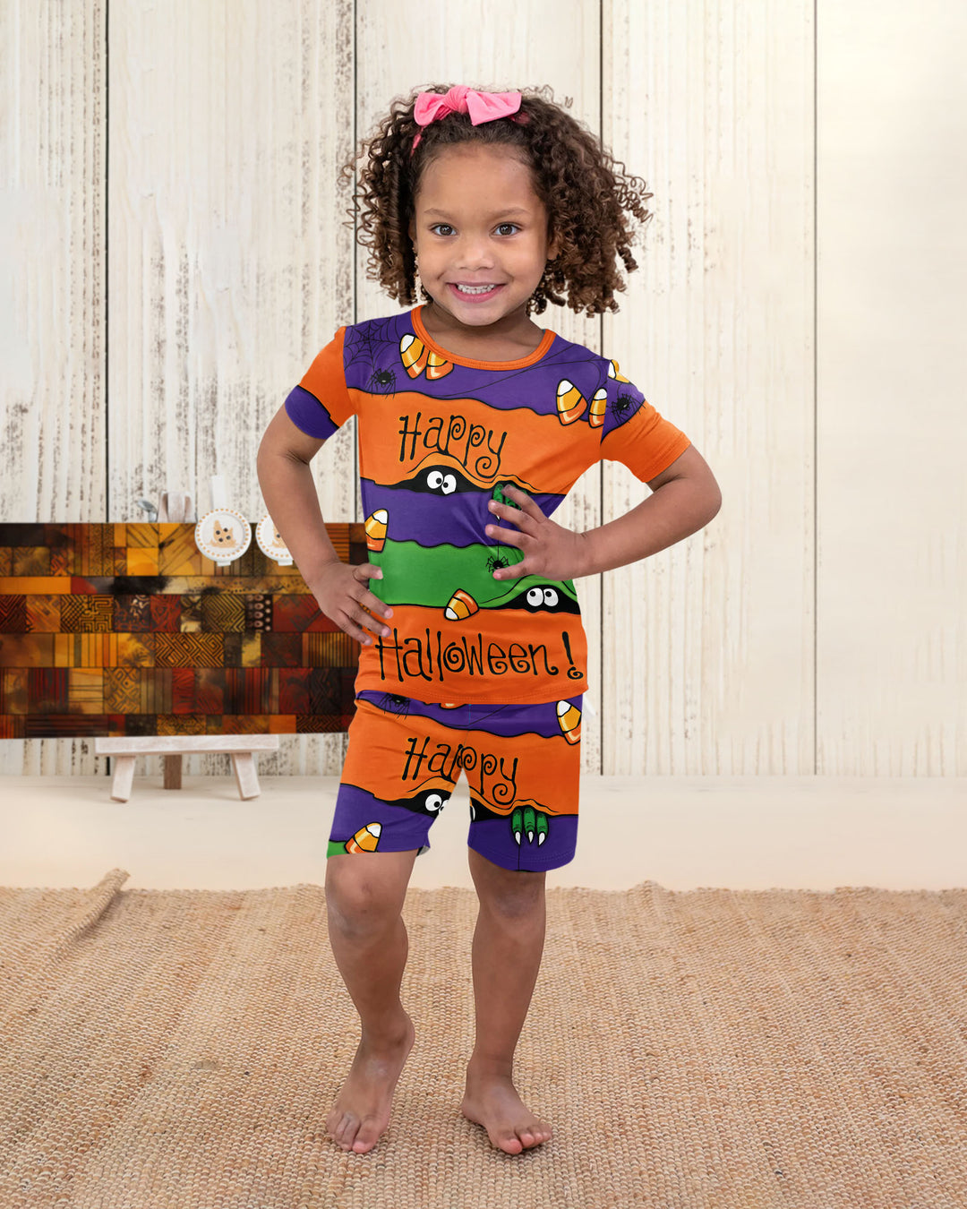 Happy Halloween Bamboo Two Piece Short Sleeve Shorts Pajama Set