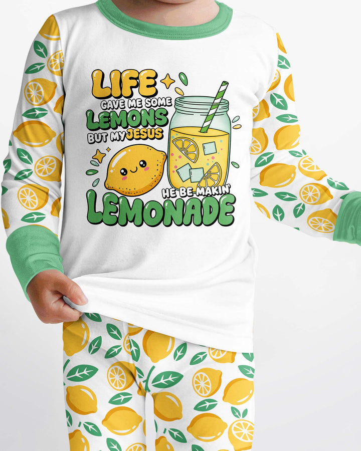 Inspired Life Gave Me Lemons Bamboo Two Piece Long Sleeve Pajama Set