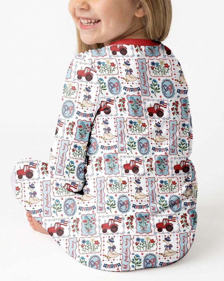 Zweiteiliges Langarm-Pyjama-Set mit Sommerfrüchten