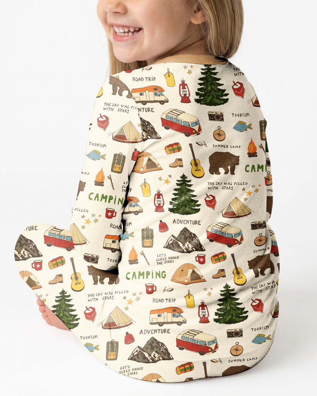 Outdoor Camping Adventure Family Matching Bamboo Two Piece Long Sleeve Pajama Set