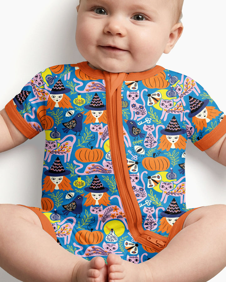 Whimsical Witch Cats Bamboo Shorty Zippy