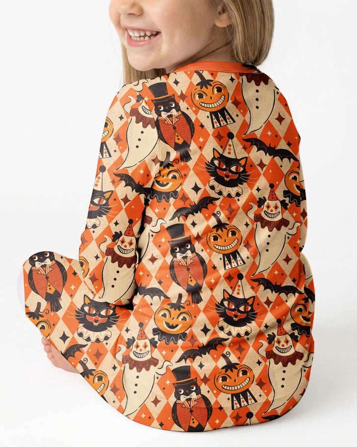 Vintage Halloween Carnival Bamboo Two Piece Long Sleeve Pajama Set