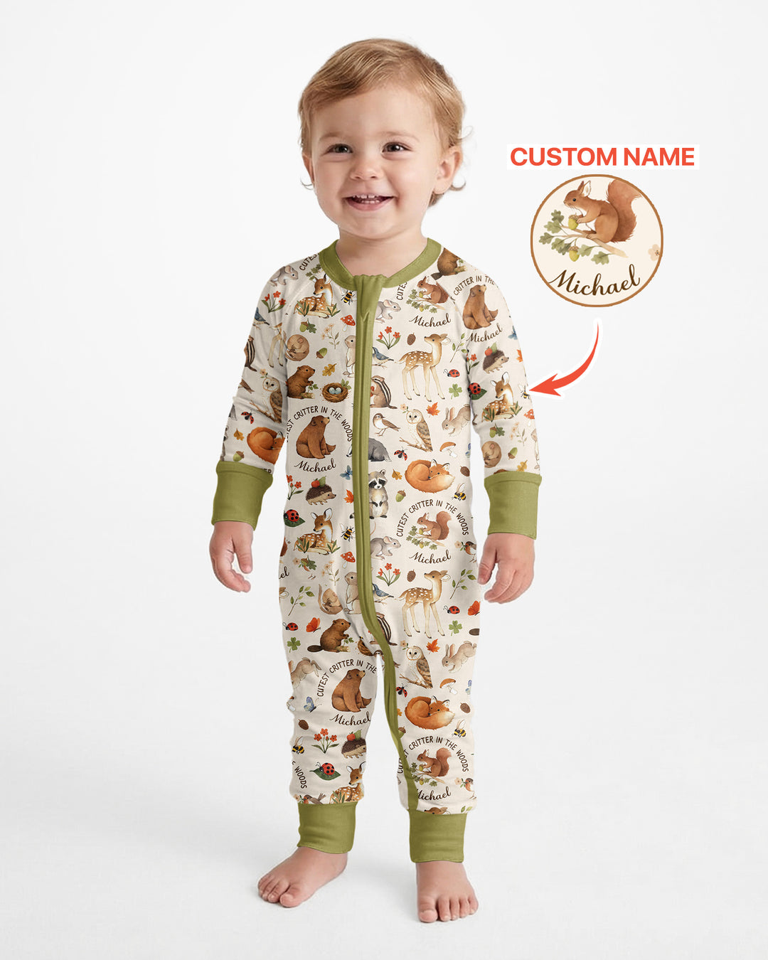 Cutest Critter In The Woods Custom Name Bamboo Convertible Zippy