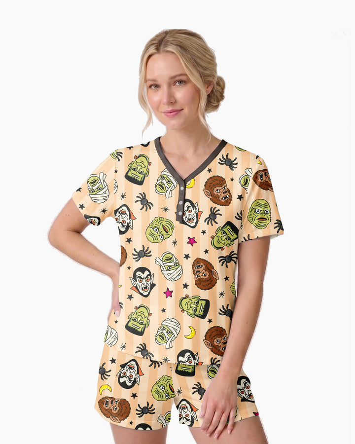 Creepy Crew Family Matching Bamboo Women Short Sleeve Short Pajama Set