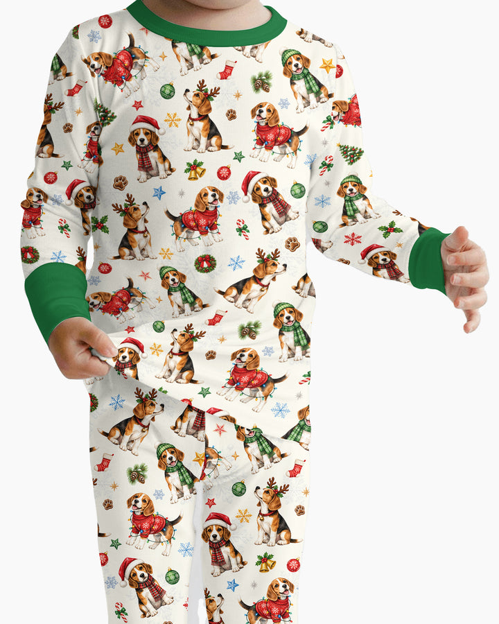 Beagle Christmas Bamboo Two Piece Long Sleeve Pajama Set