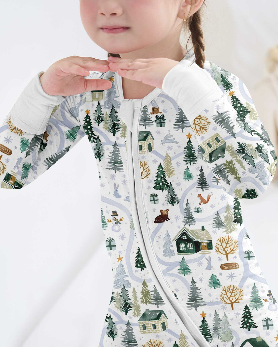 Winter Woodland Village Bamboo Convertible Zippy