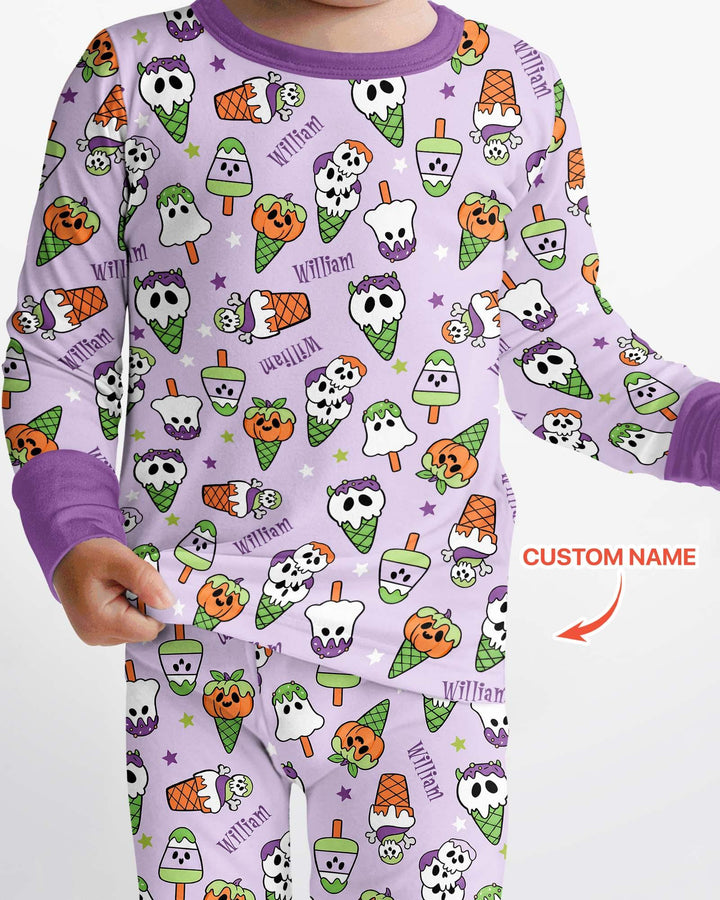 Summerween Ice cream Bamboo Two Piece Long Sleeve Pajama Set