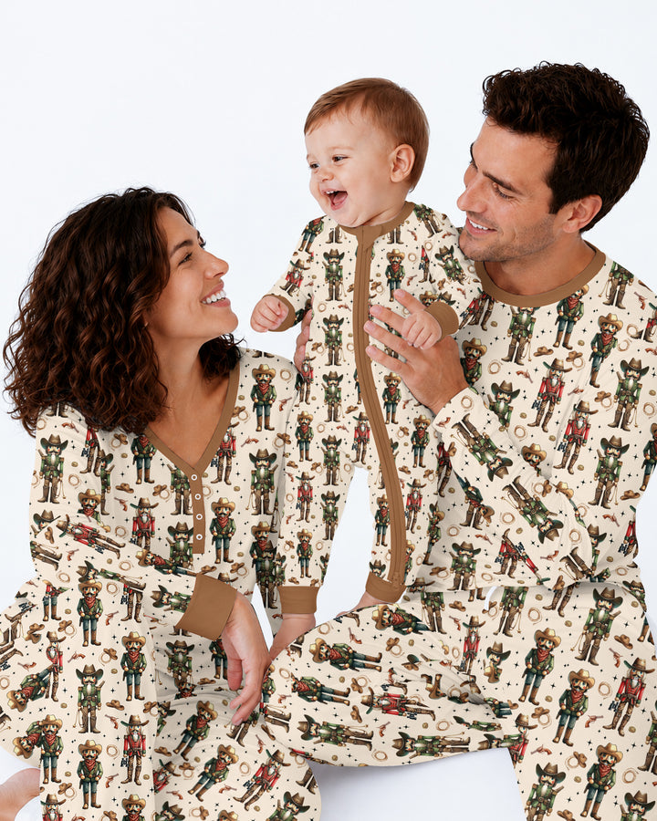 Western Christmas Cowboy Nutcracker Bamboo Men's Pajama Set