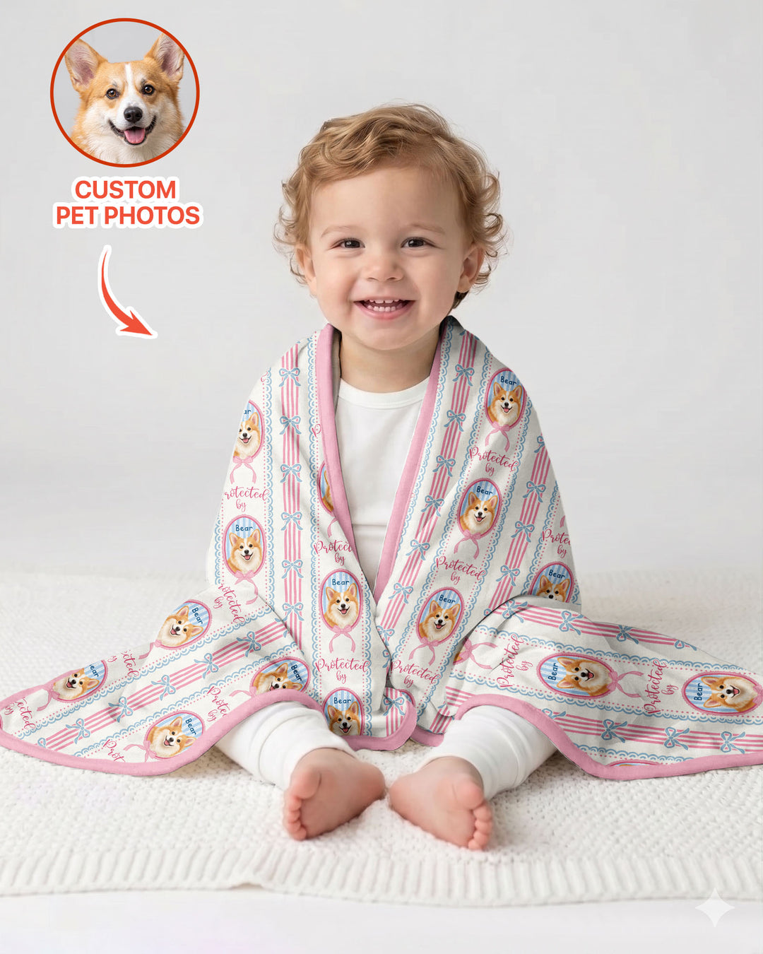 Custom Coquette Pet Photo Little Protector Bamboo Blanket