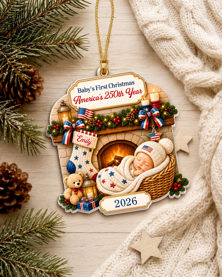 Baby's 1st Christmas 250th America's Anniversary Acrylic Ornament