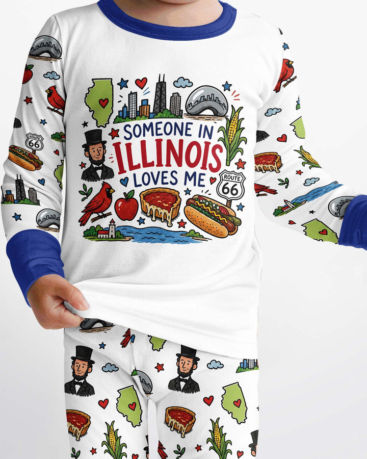 Someone in Illinois Loves Me Bamboo Two Piece Long Sleeve Pajama Set