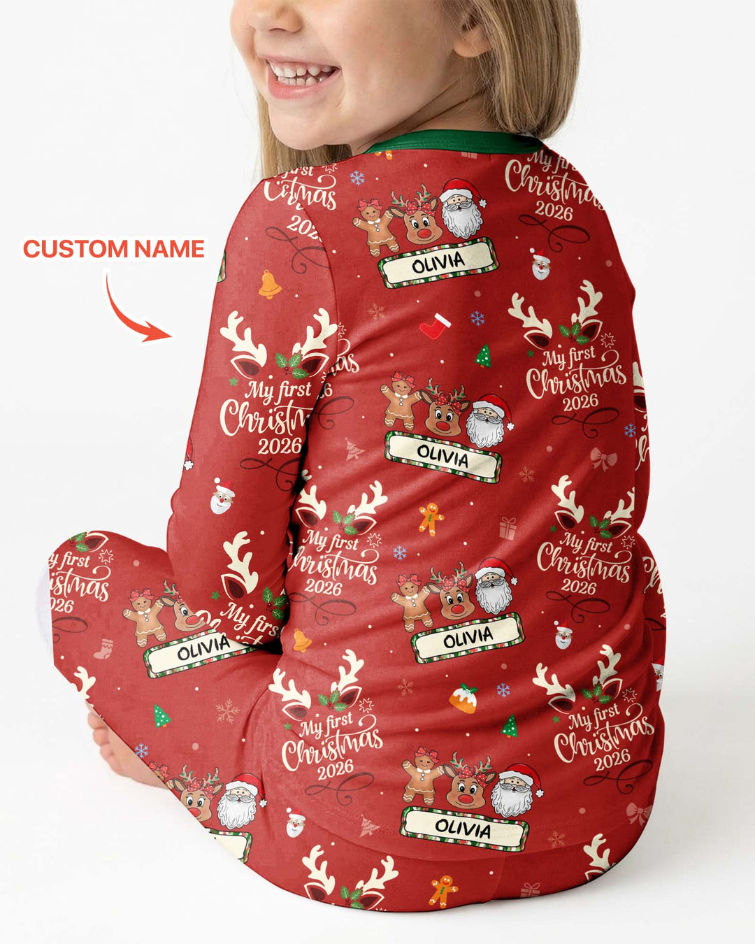 Custom Name Merry Christmas My Deer 2026 Bamboo Two Piece Long Sleeve Pajama Set