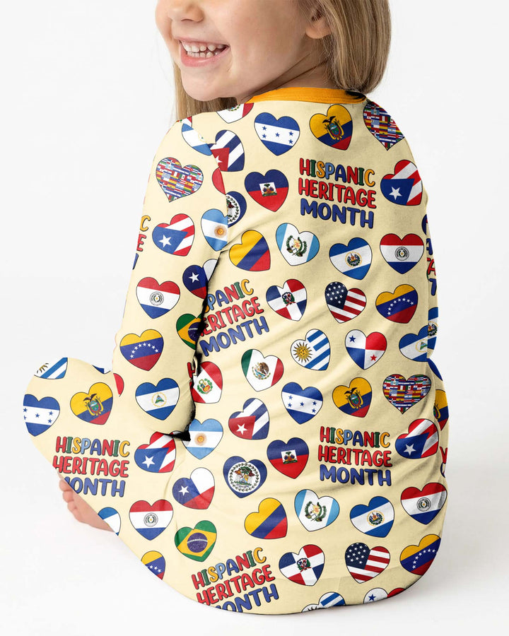 Country Flags Hispanic Heritage Month Bamboo Two Piece Long Sleeve Pajama Set