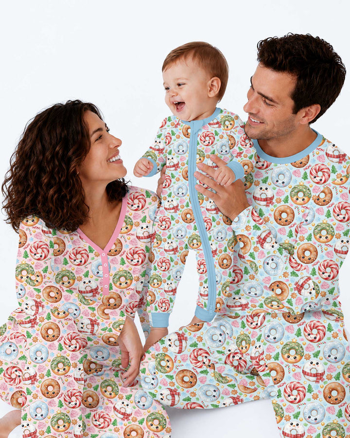Kawaii Christmas Donuts Bamboo Men's Pajama Set