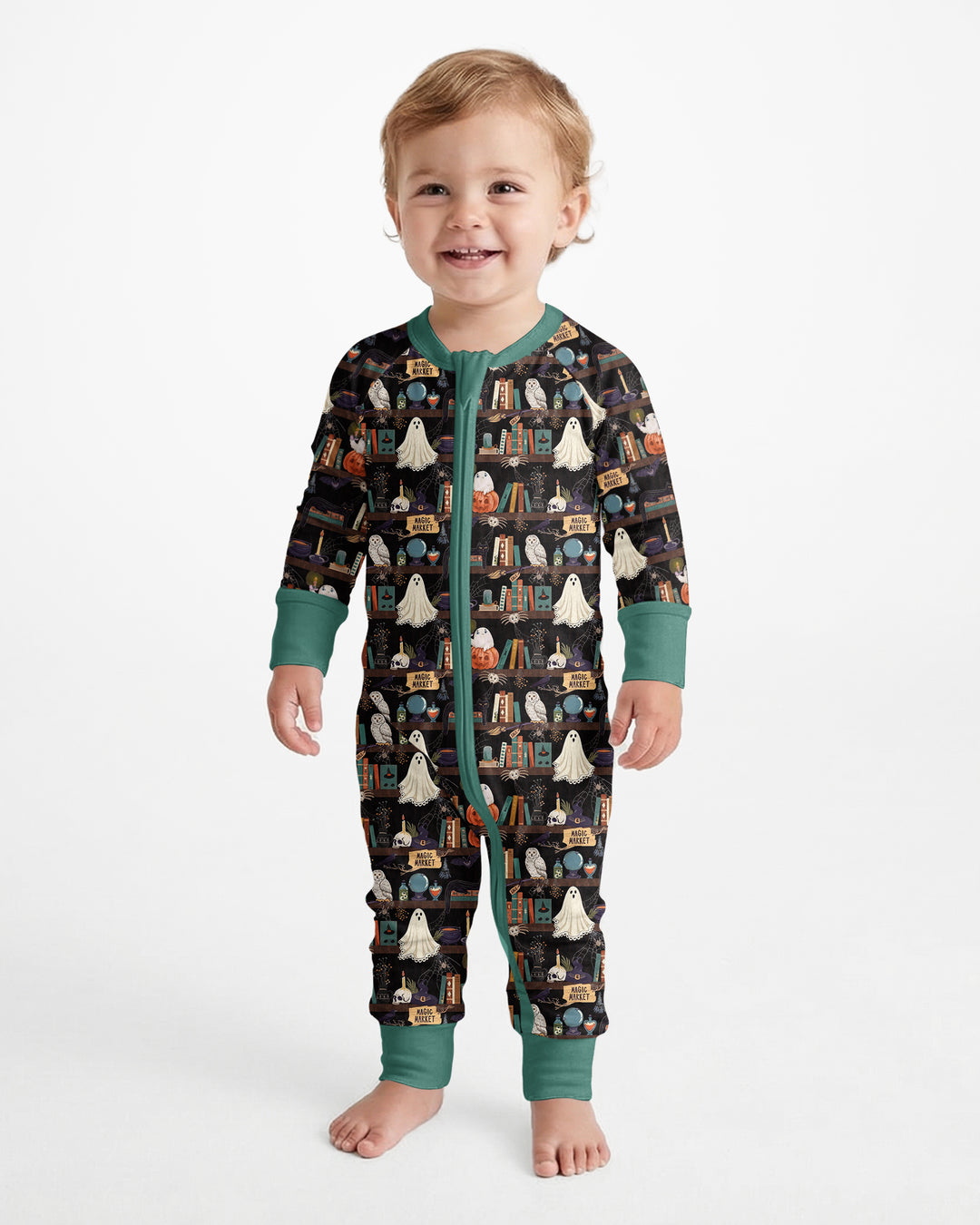 Cute Ghost Witchy Halloween Magic Library Bamboo Convertible Zippy