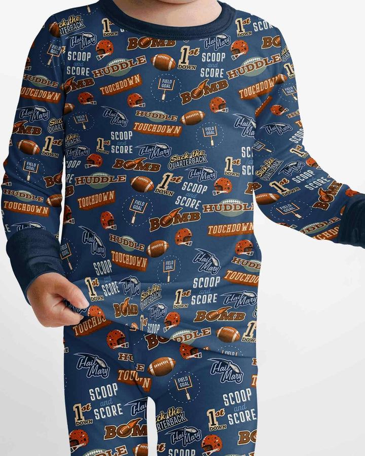 Football Lingo Bamboo Two Piece Long Sleeve Pajama Set