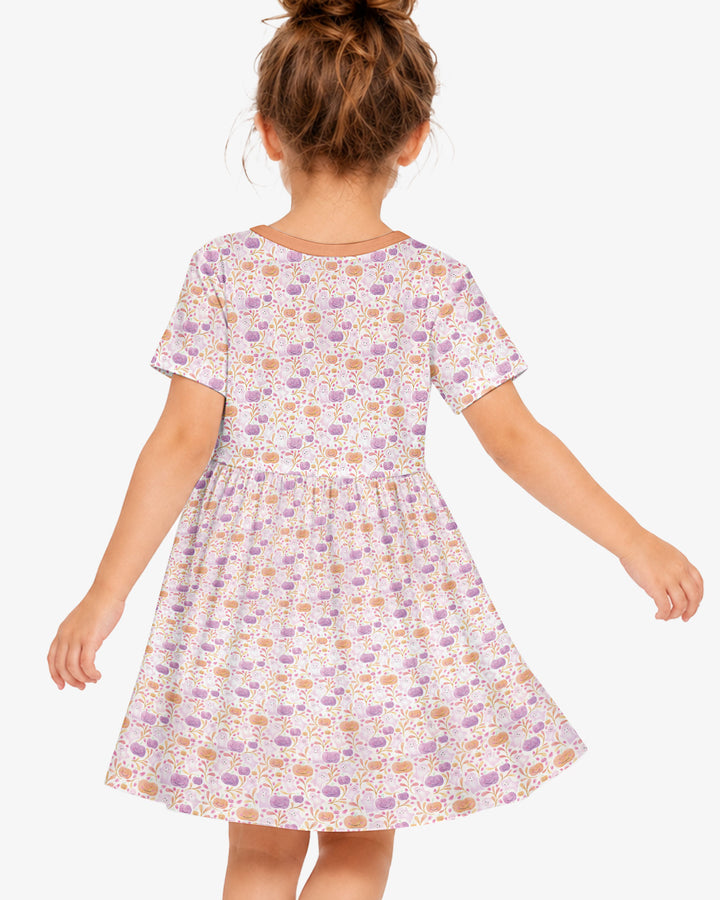 Pastel Pumpkins and Ghosts Bamboo Twirl Dress