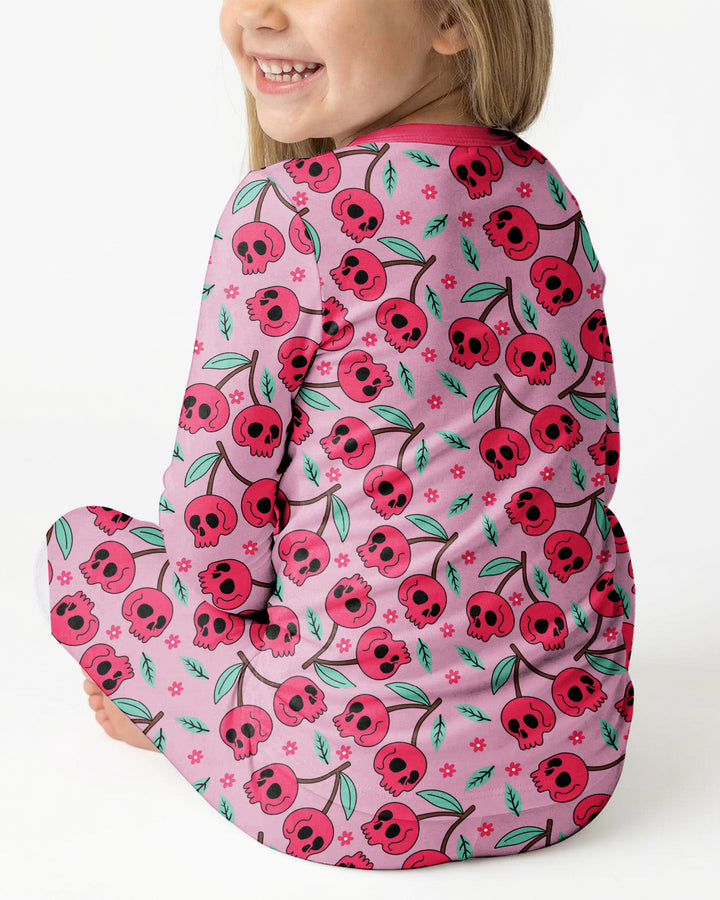 Halloween Cherry Skull Bamboo Two Piece Long Sleeve Pajama Set