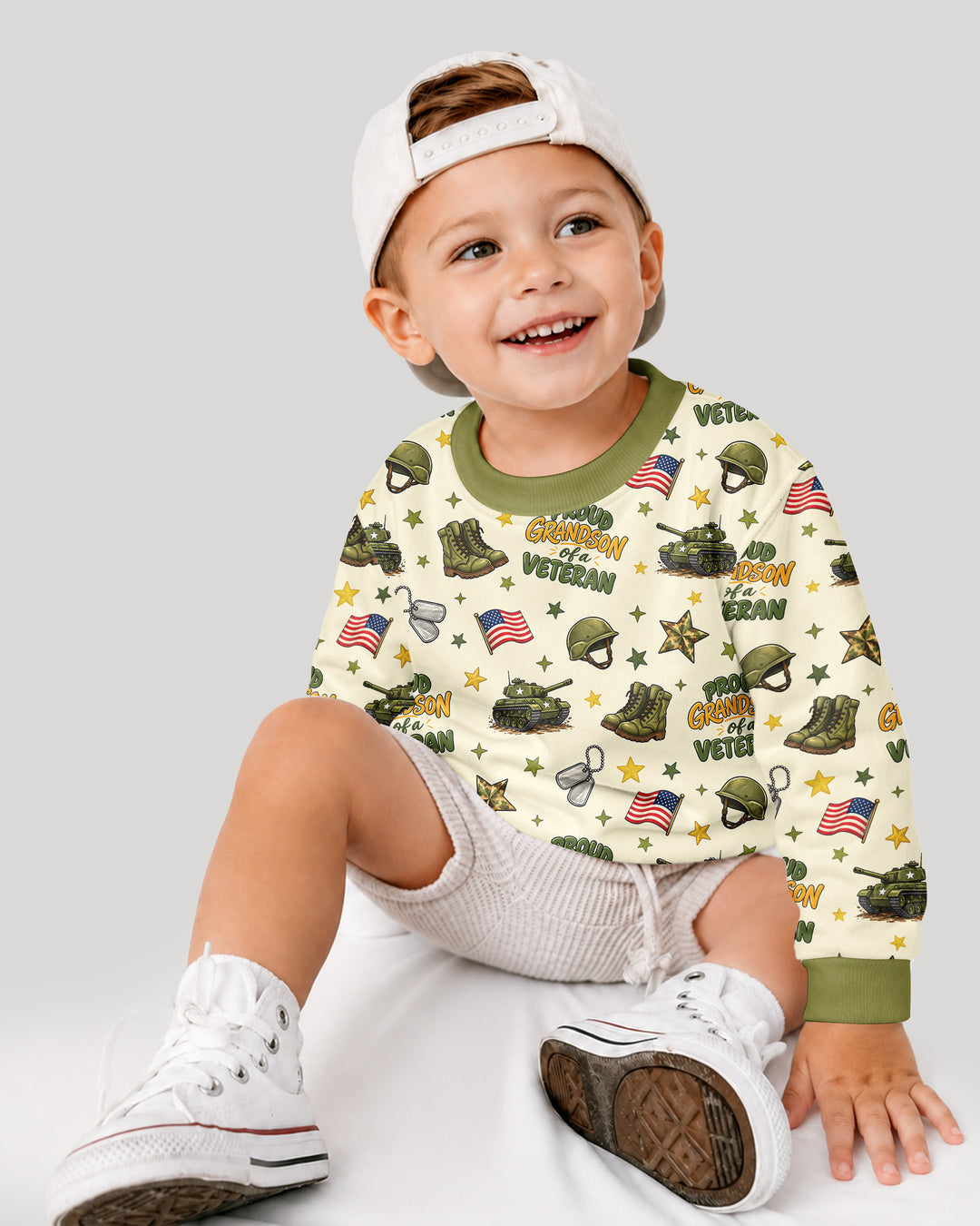 Proud Grandchild Of A Veteran Bamboo Crewneck Sweatshirt
