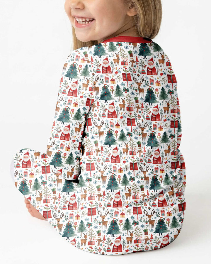 Christmas Tree Santa Bamboo Two Piece Long Sleeve Pajama Set