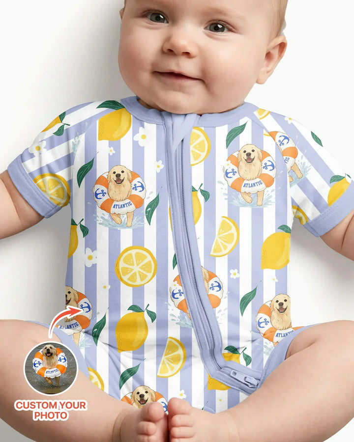 Custom Image Summer Lemon Bamboo Shorty Zippy