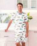 Gone Fishing Bamboo Men Short Sleeve Short Pajama Set