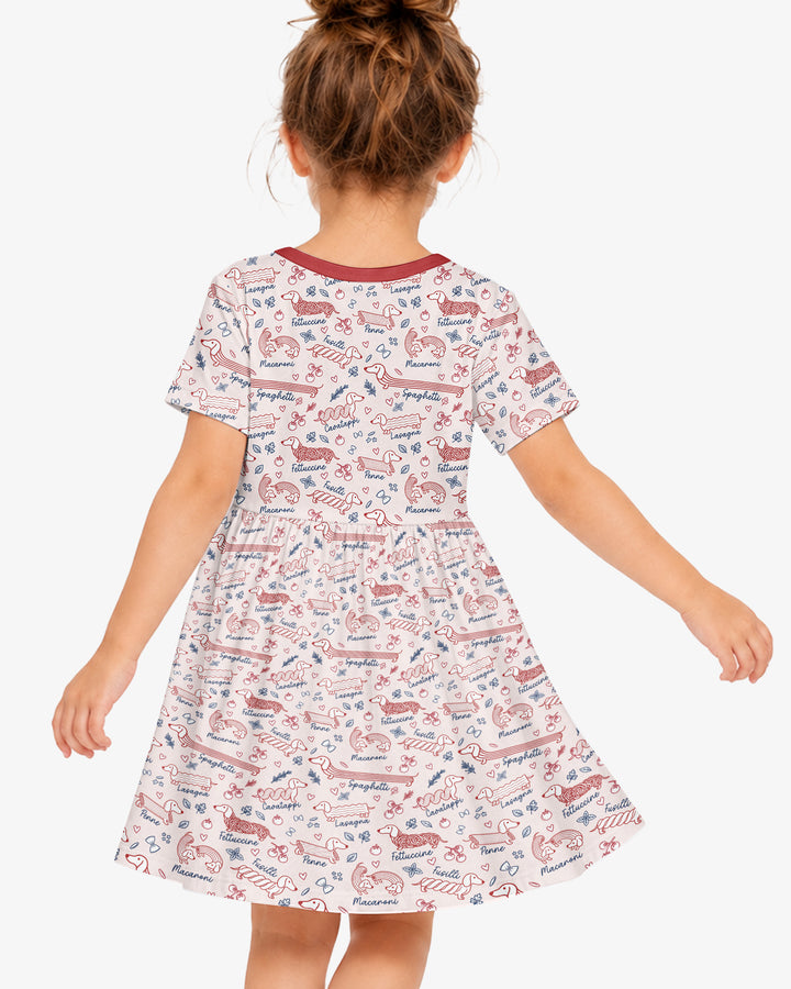 Funny Dachshund Pasta Pups Bamboo Twirl Dress