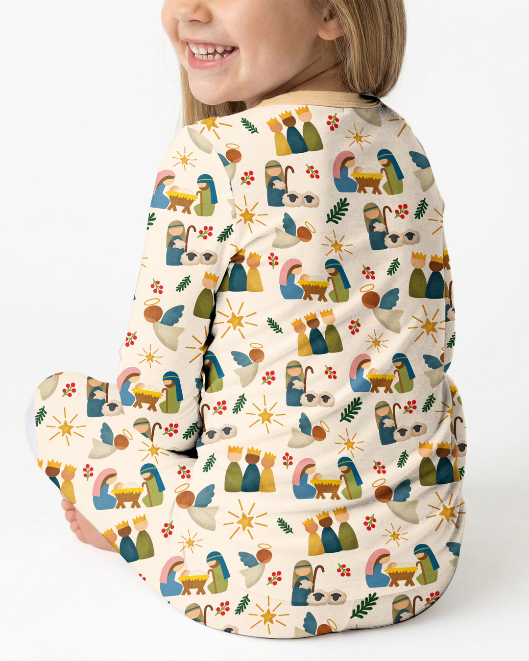Oh Come, Let Us Adore Him Family Matching Bamboo Two Piece Long Sleeve Pajama Set