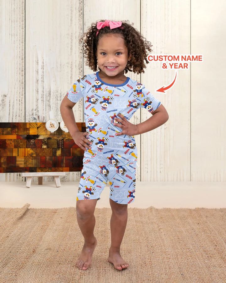 Zweiteiliges Pyjama-Set mit kurzen Ärmeln und Shorts im Sommer-Design