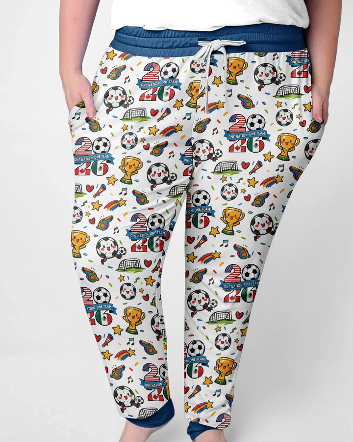 Fußballfieber 2026 Familien-Bambus-Pyjama-Set für Damen