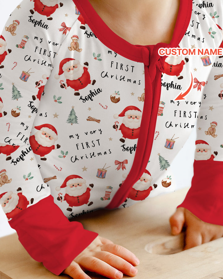 Custom Name My Very First Christmas Santa  Bamboo Convertible Zippy