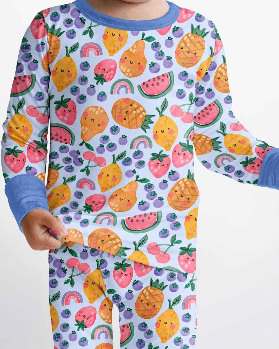 Zweiteiliges Langarm-Pyjama-Set mit Sommerfrüchten