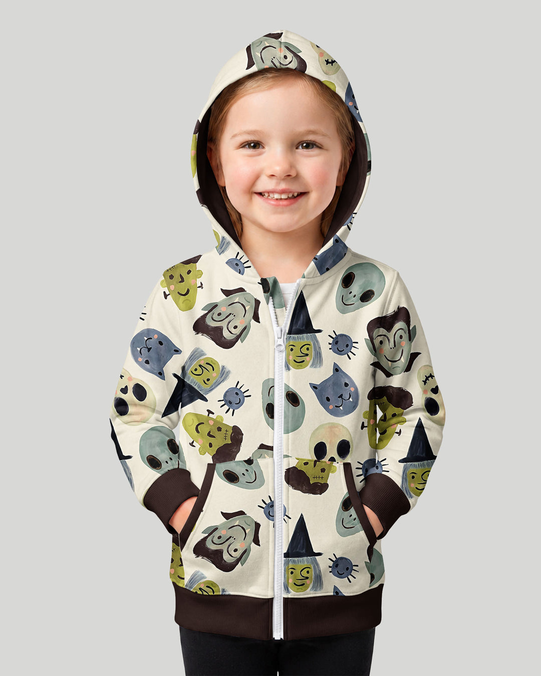 Halloween Face Bamboo Zip Hoodie