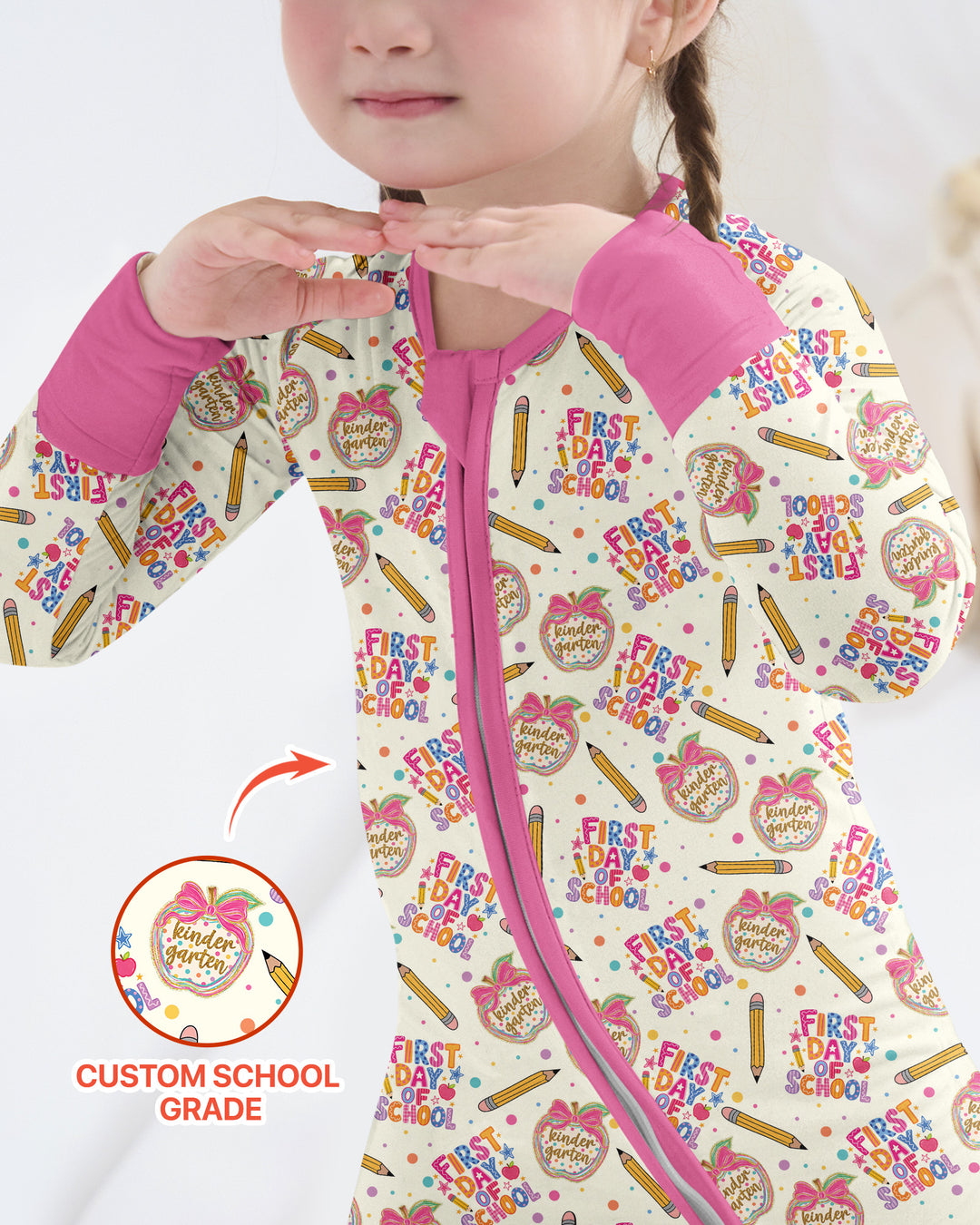 Custom School Grade First Day Cutie Bamboo Convertible Zippy
