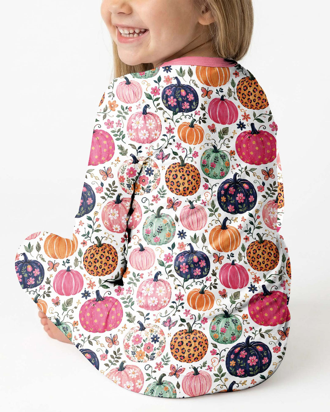 Floral Pumpkin Bamboo Two Piece Long Sleeve Pajama Set