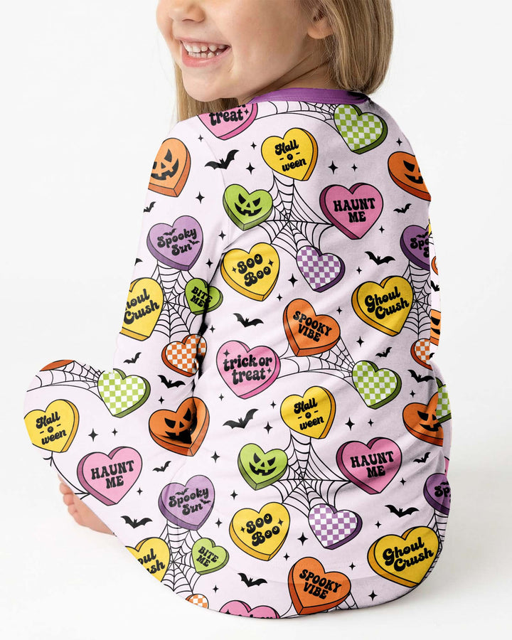 Halloween Candy Hearts Bamboo Two Piece Long Sleeve Pajama Set