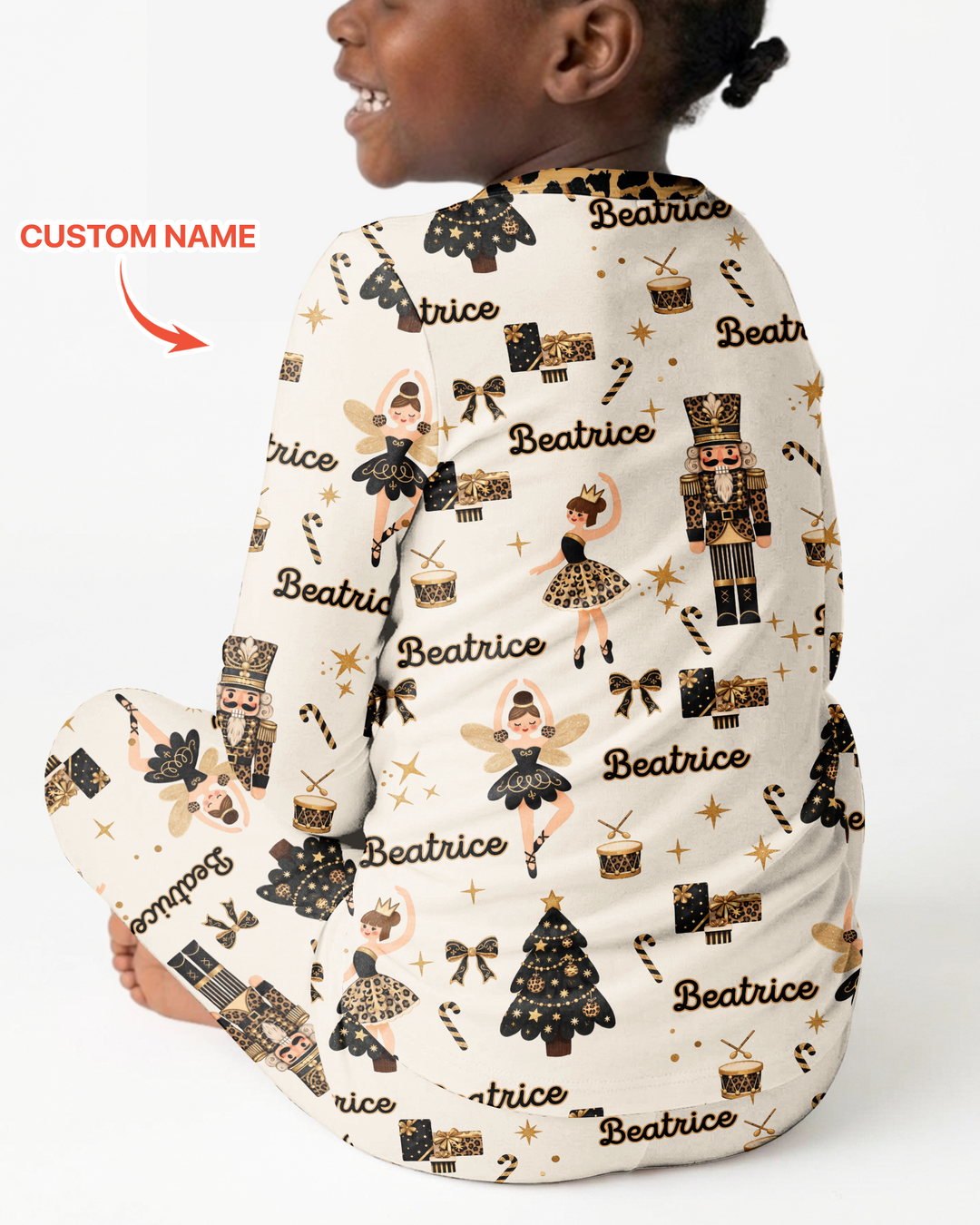 Custom Name Leopard Nutcracker Era Bamboo Two Piece Long Sleeve Pajama Set