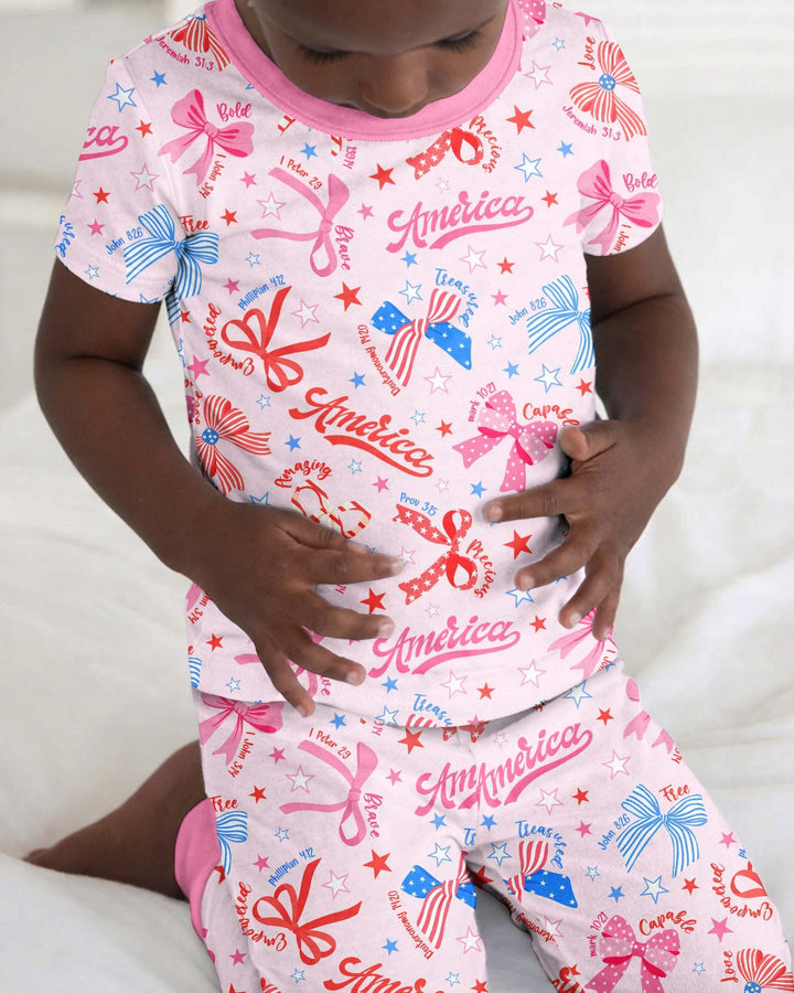 Zweiteiliges, kurzärmliges Pyjama-Set mit Marienkäfern