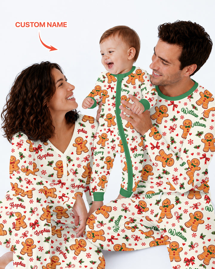 Custom Name Gingerbread Bamboo Men's Pajama Set