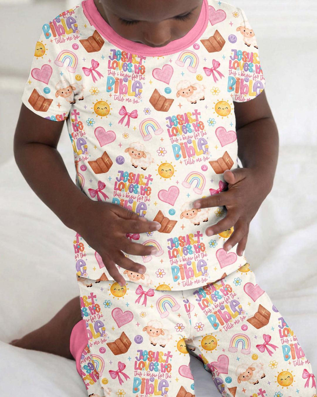 Jesus Loves Me This I Know Bamboo Two Piece Short Sleeve Pajama Set