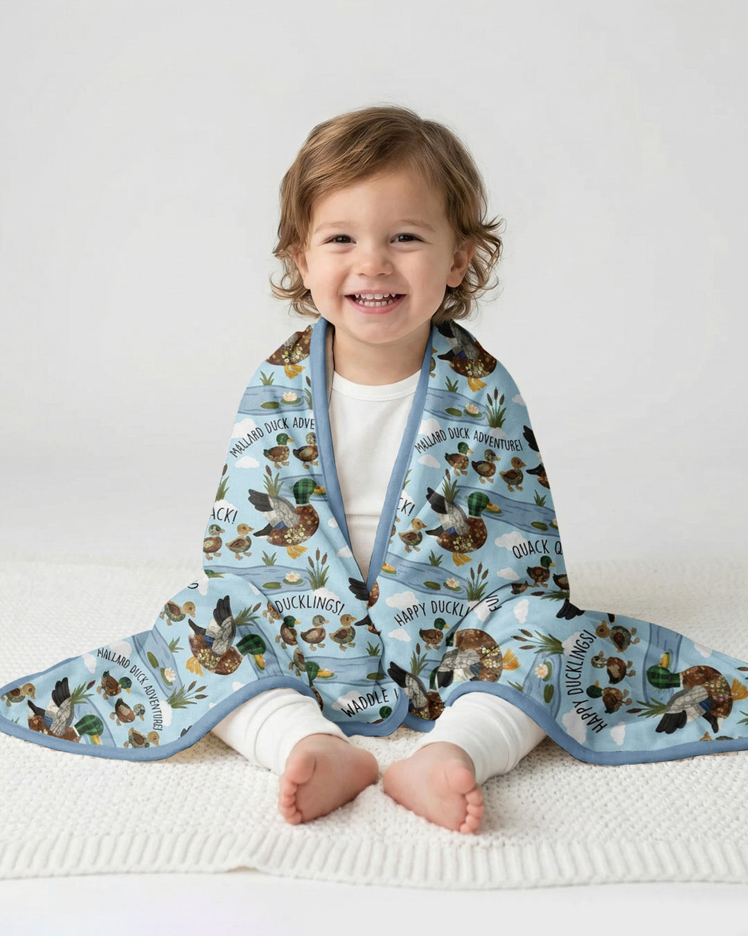 Happy Duckling Swim Bamboo Blanket