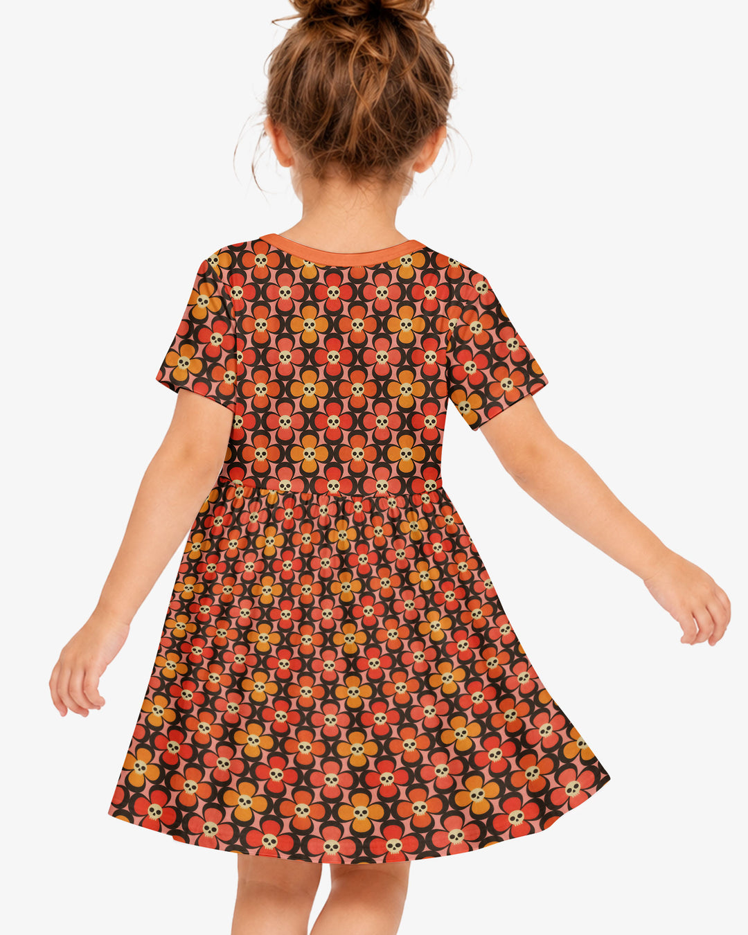 Retro Skull Flower Halloween Bamboo Twirl Dress