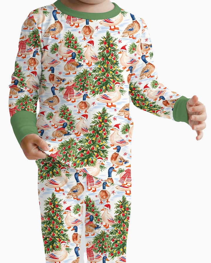 Christmas and Duck Bamboo Two Piece Long Sleeve Pajama Set
