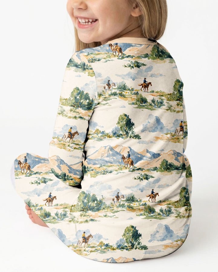 Western Cowboy Landscape Bamboo Two Piece Long Sleeve Pajama Set