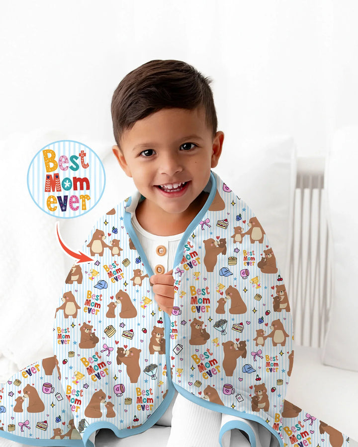 Best Mama Bear Ever Family Matching Bamboo Blanket