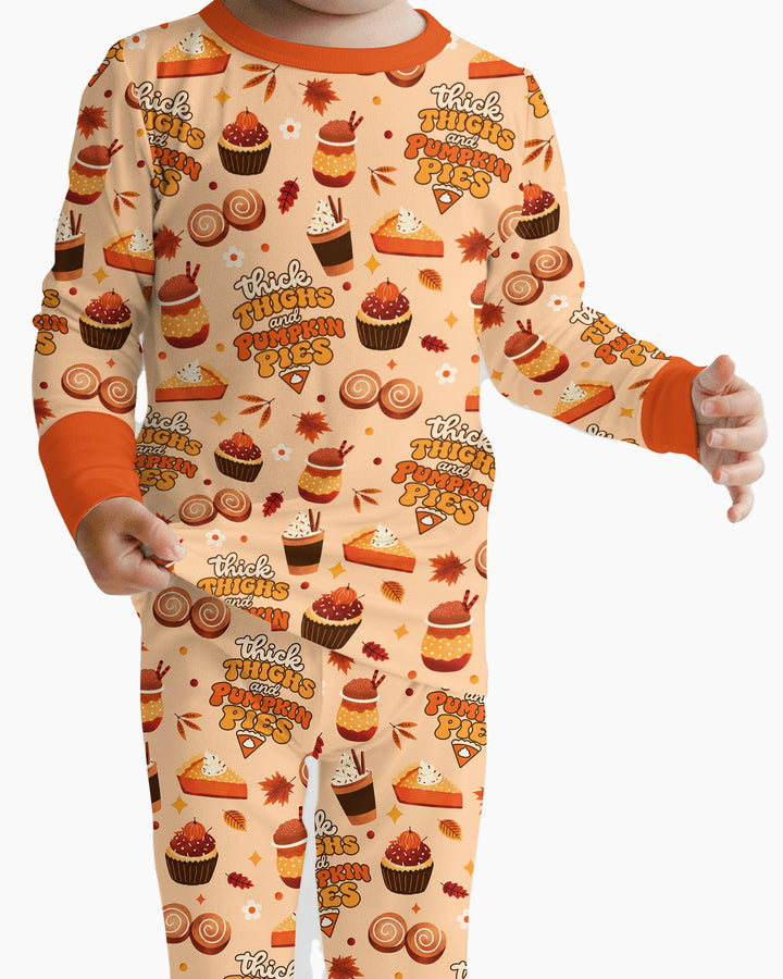Thick Thighs and Pumpkin Pies Bamboo Two Piece Long Sleeve Pajama Set